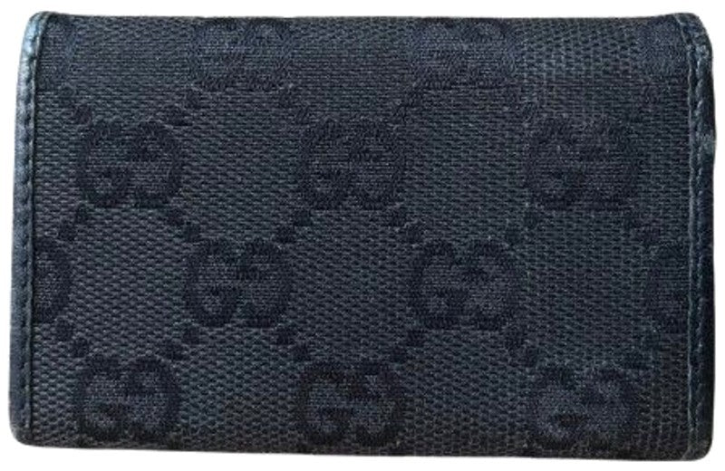 GUCCI GG Canvas Leather 6-Key Case Holder Black Unisex Small Authentic Italy