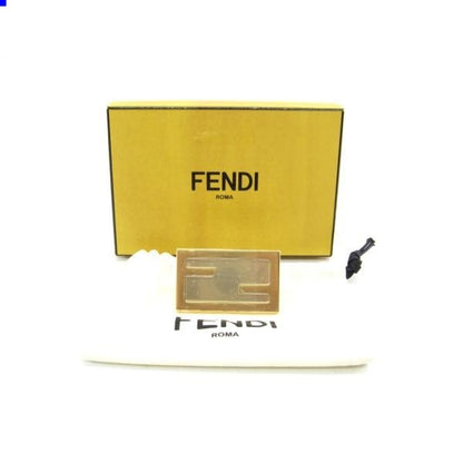 FENDI 7AS049 Zucca Logo Compact Mirror Gold Tone Plastic Accessory Vintage