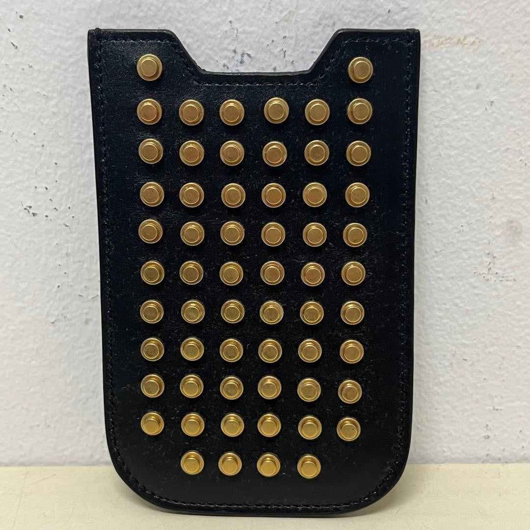 Rare Saint Laurent Studded Black Leather Card Case Hedi Slimane era