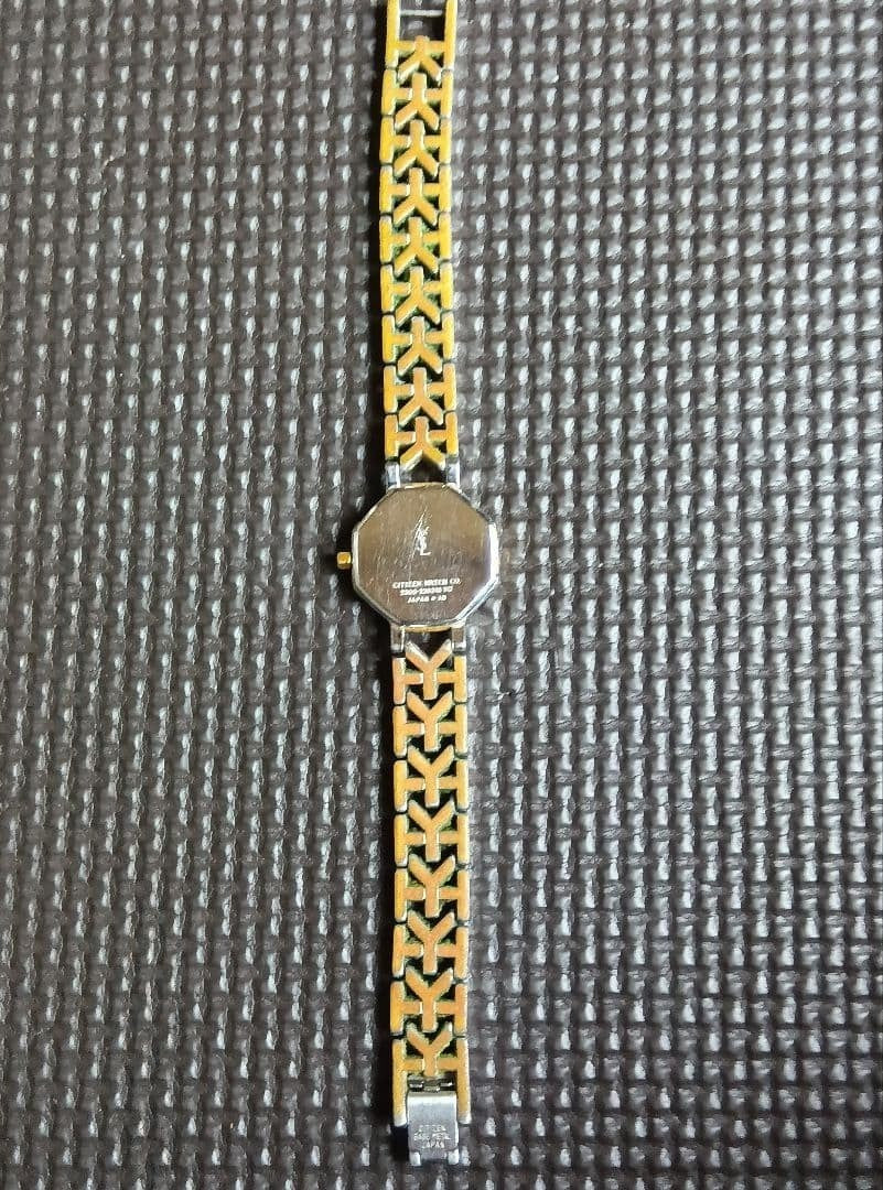 Yves Saint Laurent YSL Octagon Ladies Quartz Watch Gold Silver SS GP Japan VTG