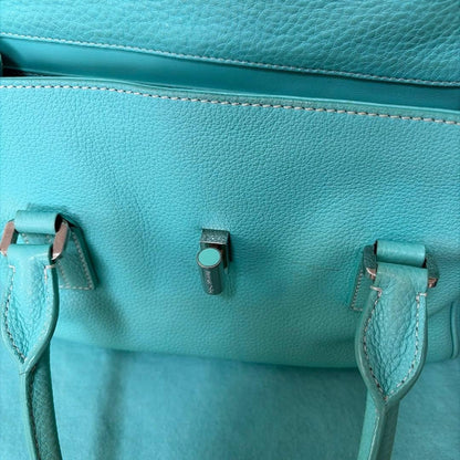 Tiffany & Co Manhattan Satchel Tiffany Blue Calf Leather Handbag Silver Hardware
