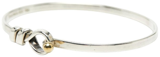 Tiffany & Co Hook & Eye Bangle Bracelet Silver 925 18K Yellow Gold Combo 16cm