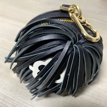 Kate Spade New York Shaggy 3D Dog Coin Purse Black Leather Gold Hardware Limited