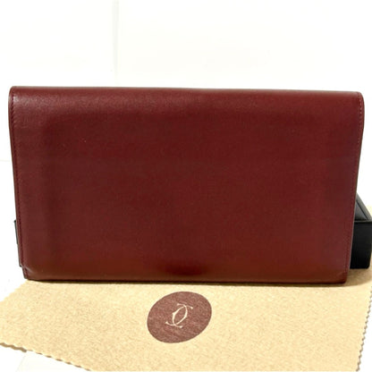 Cartier Must de Cartier Tri-Fold Long Wallet Bordeaux Leather 7.5x4.5x1" Used