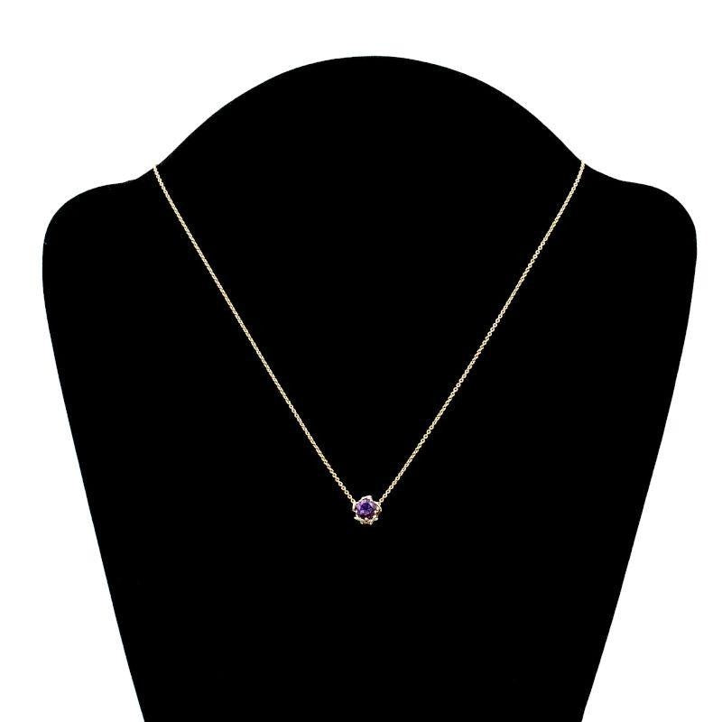 Excellent Tiffany & Co Yellow Gold 18K Amethyst  0.65ct Pendant Necklace L 41cm