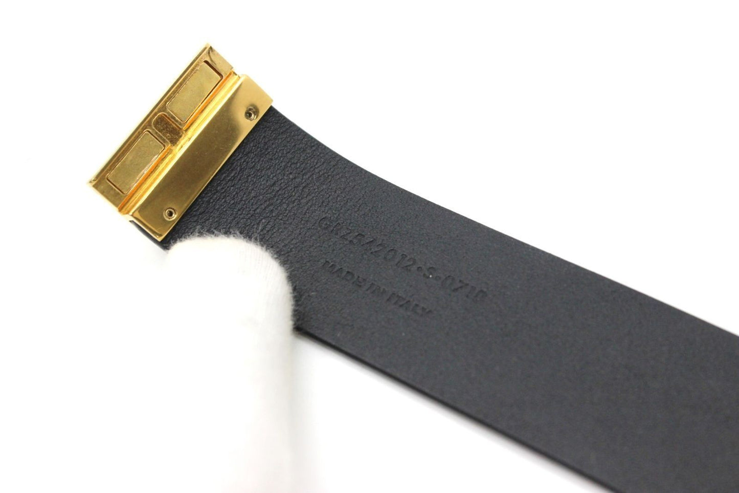 Saint Laurent Enamel Gold Tone Magnetic Closure Leather Bracelet Black Used