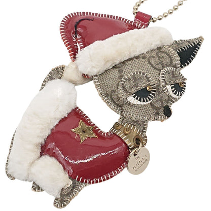 Gucci Authentic Guccissima Christmas Version Chihuahua Charm Key Ring Used Santa