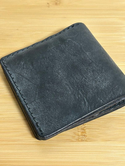 HERZ Alaska Leather Bifold Wallet Black Waxed Handmade Japan Limited Used