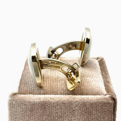 Georg Jensen x Royal Copenhagen Cufflinks White Porcelain Gold Crown Denmark