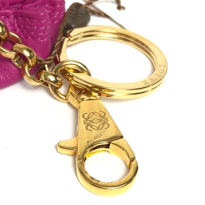 Authentic Loewe Anagram Nappa Aire Keychain Bag Charm Leather Pink Near Mint
