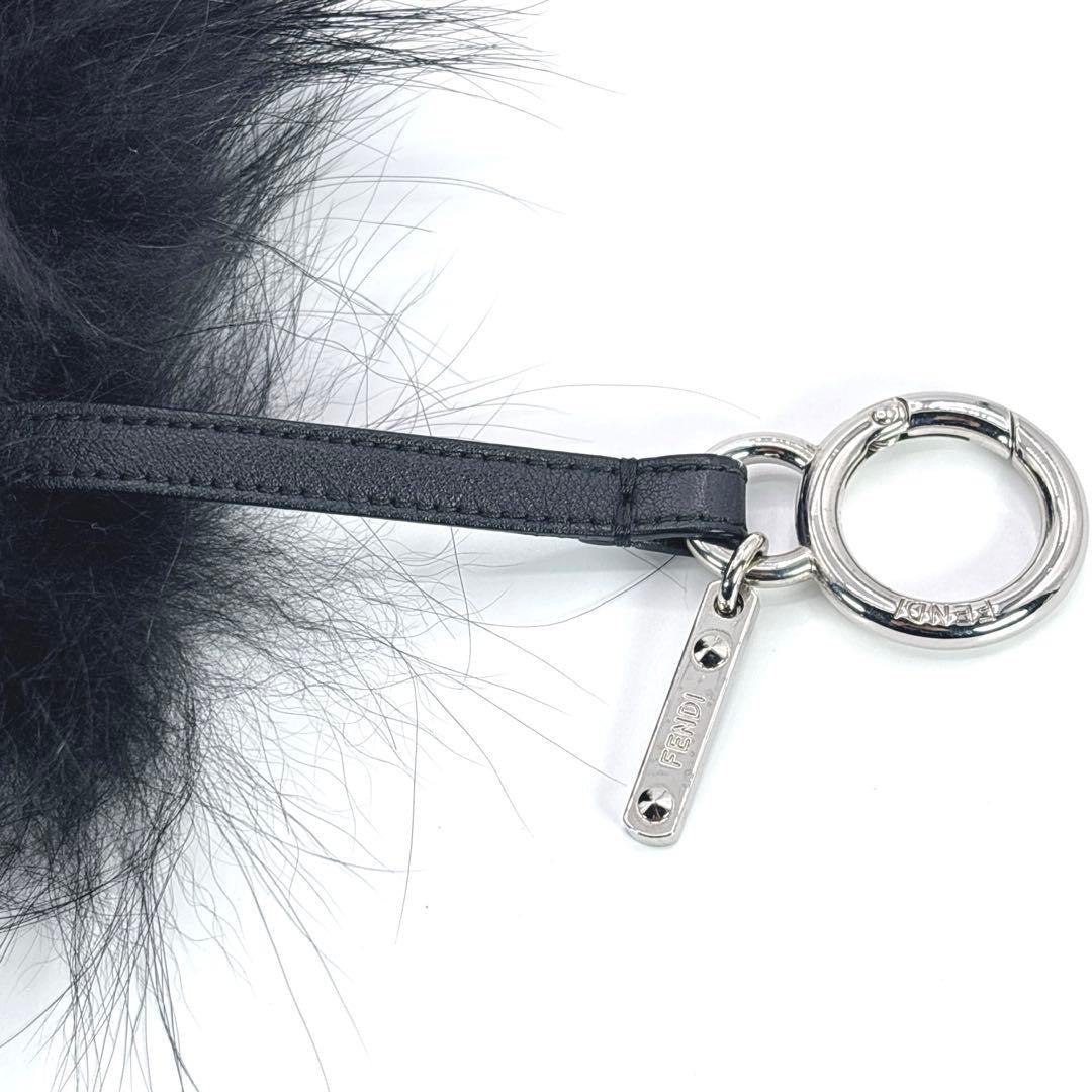 Authentic Fendi Monster Bugs Eye Black Fur Bag Charm Key Chain Ring