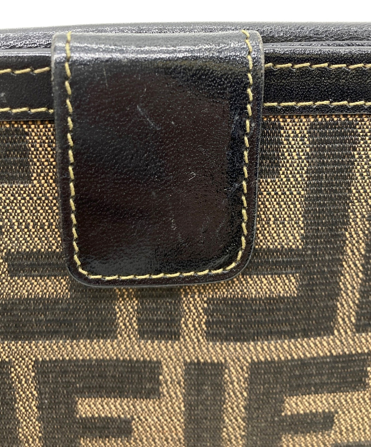 FENDI Zucca Long Wallet Bifold Brown Black Canvas Leather Snap Clasp Italy