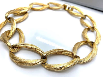 Vintage 1973s Christian Dior Large Oval Link Gold Tone Necklace Choker With Box