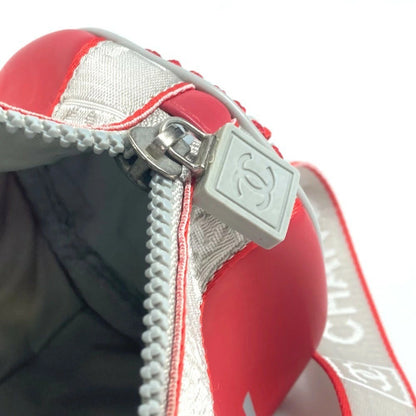 Chanel Auth Sport Line Mini Drum Bicolor Logo Shoulder Handbag Red Gray Coco