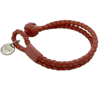 Bottega Veneta Authentic Intrecciato Red Leather Bracelet 15.5 cm 6.1" Silver