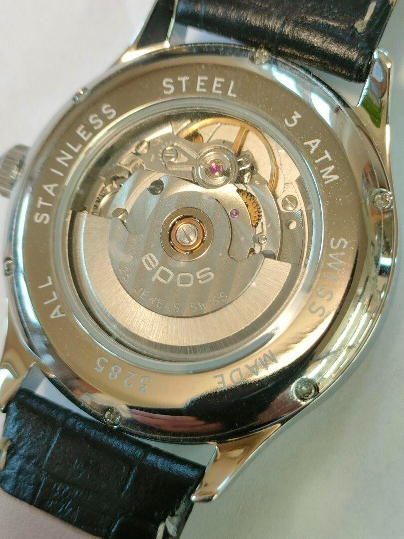 Epos 3285 Automatic Date Watch Stainless Steel 3Atm Swiss Made From Japan