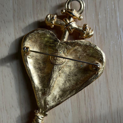 Christian Lacroix Gold Brooch Pendant Top Designer Fashion Jewelry Accessory