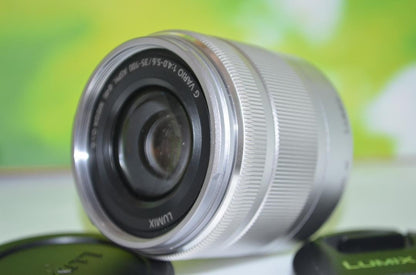 Excellent Panasonic LUMIX G VARIO 35-100mm F4.5-5.6 Silver Lens From Japan