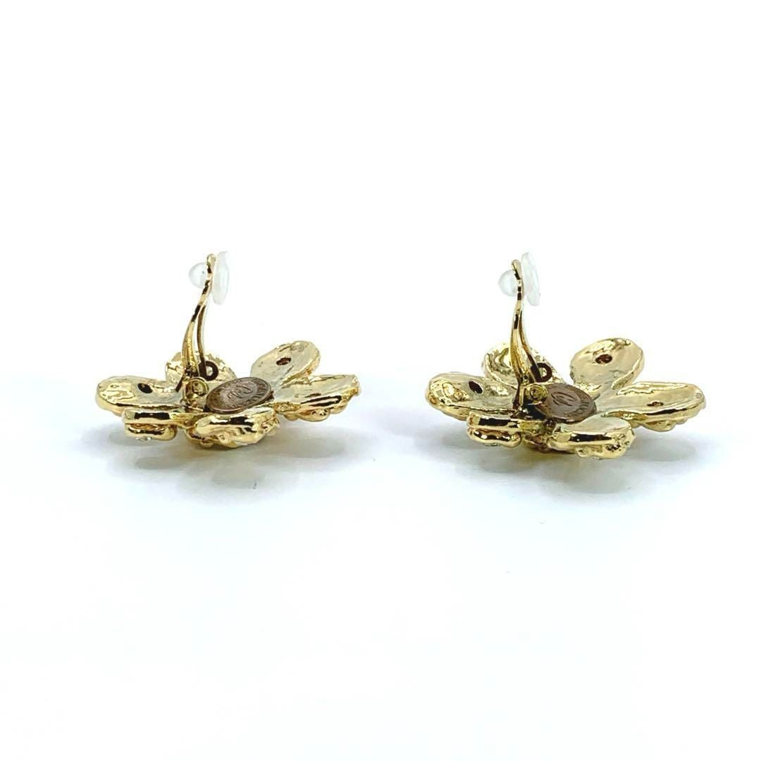 Christian Lacroix Auth Vtg Floral Stone Clip-On Earrings 4x4 cm 1.6x1.6" Used