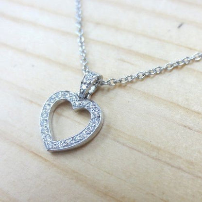 Tiffany & Co Metro Heart Diamond Chain Necklace Platinum Pt950 40cm Excellent