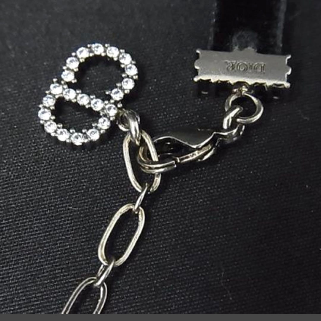 DIOR J'ADIOR Rhinestone Choker Necklace Black Velvet Crystal Logo Adjustable