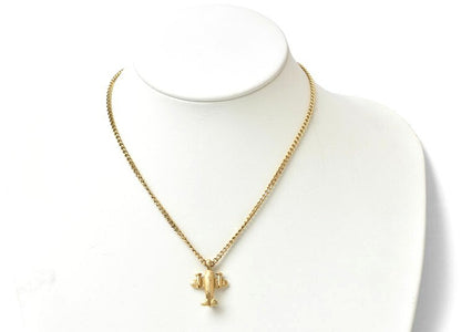 GIVENCHY Vintage Airplane Motif Pendant Necklace Gold GP Unisex Choker 40cm Used