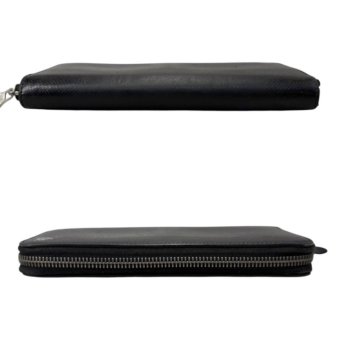 Dunhill Auth Cadogan Black Leather Round Zip Long Wallet 19x10 cm 7.5x3.9" Used
