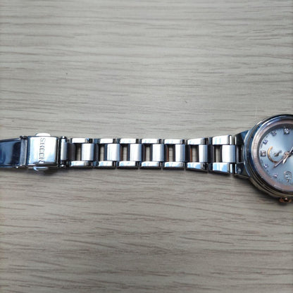 CASIO SHEEN SHW-1507 Multi Band 6 Solar Womens Watch Silver Pink Gold Stones