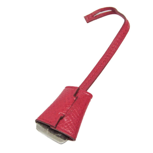 Hermes Auth Mini Clochette Bag Charm Key Holder Silver Red Epsom Metal 13.2 cm