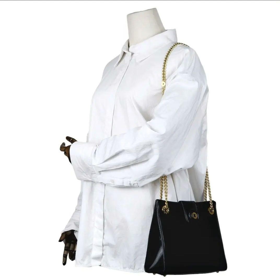 Tiffany & Co Circle Logo Chain Shoulder Bag Leather Gold Hardware Excellent
