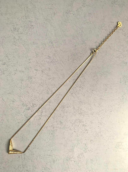 Christian Dior Gold Plated Rhinestone Charm Pendant Necklace Length 14"- 18"