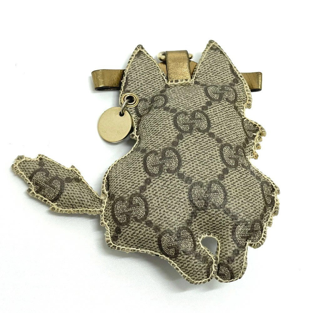 Gucci Auth Guccioli German Shepherd Dog GG Supreme Canvas Key Charm Beige Used