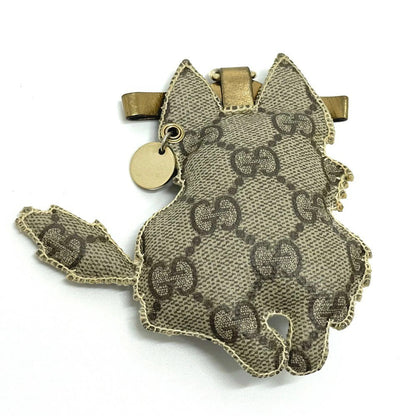 Gucci Auth Guccioli German Shepherd Dog GG Supreme Canvas Key Charm Beige Used