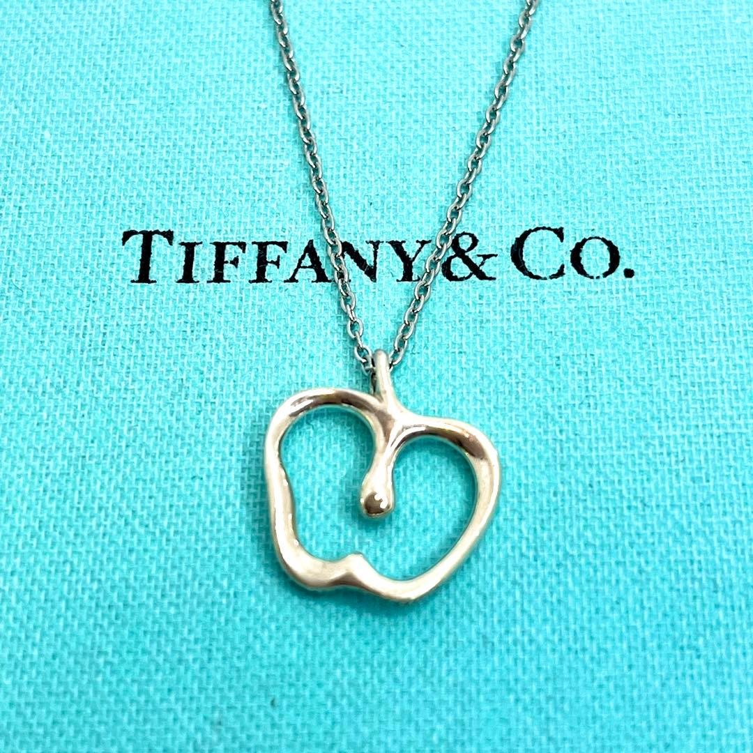 TIFFANY & CO. Apple Pendant Top Necklace Silver 925 Sterling Used　