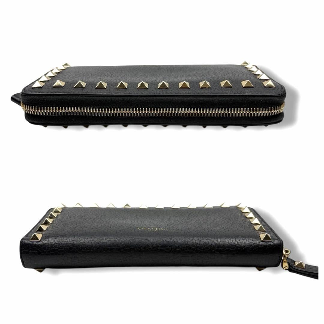Valentino Garavani Auth Rockstud Long Zip Around Wallet Black 19x10 cm 7.5x3.9"