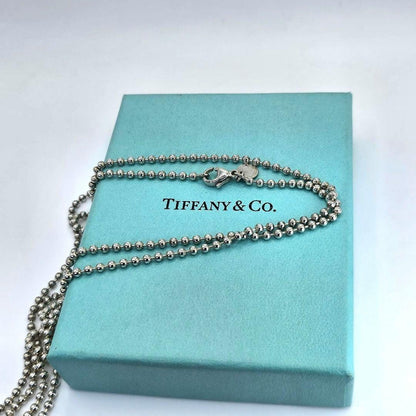 Old Tiffany & Co Sterling Silver 925 Long Ball Chain Necklace 86cm 33.8in 2.4mm