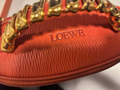Authentic LOEWE Velazquez Vanity Makeup Pouch Orange Leather Vintage Limited