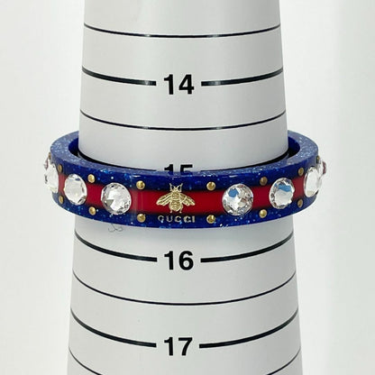 Rare GUCCI Bee Rhinestone Resin Cuff Bangle Bracelet L 15.5cm 6.1in Authentic