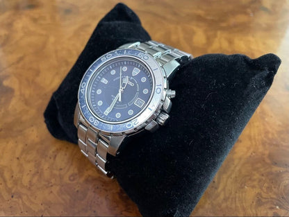 Seiko Kinetic 5M62 0BP0 Blue Dial Date Watch Men 100m Secondary Battery Replaced