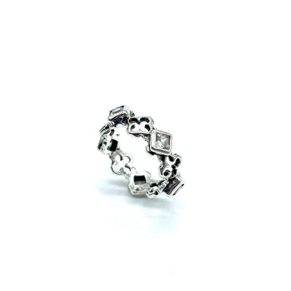 Loree Rodkin Large Dia Shaped Quart Foil Silver Ring Zirconia 925 Size 4 No Box