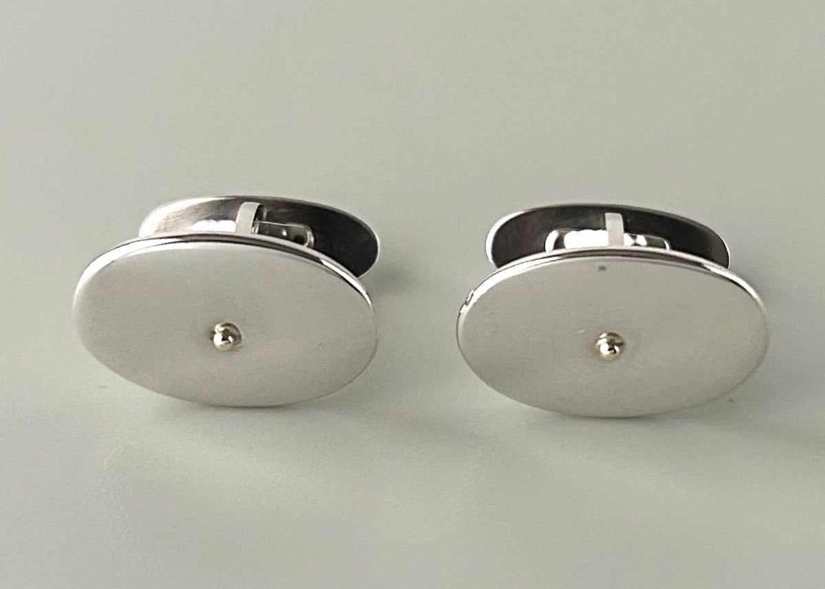 Georg Jensen Cufflinks Model 200 Sterling Silver 925 Oval Mens Denmark Vintage