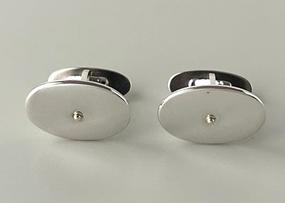 Georg Jensen Cufflinks Model 200 Sterling Silver 925 Oval Mens Denmark Vintage