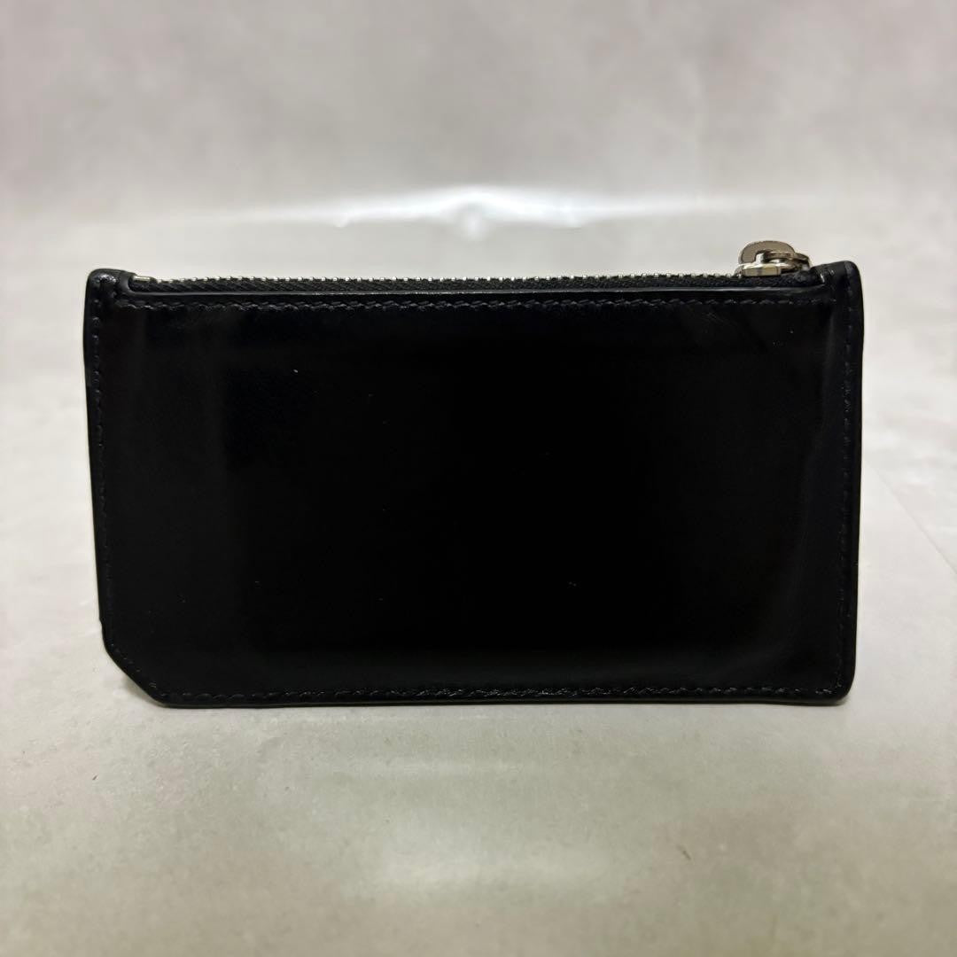 SAINT LAURENT Black Leather Studs Logo Fragment Case Card Case Coin Case