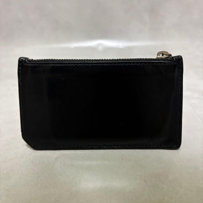 SAINT LAURENT Black Leather Studs Logo Fragment Case Card Case Coin Case