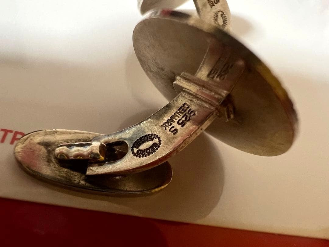 Georg Jensen Cufflinks Sterling Silver 925 Wheat Design Men's Denmark Vintage
