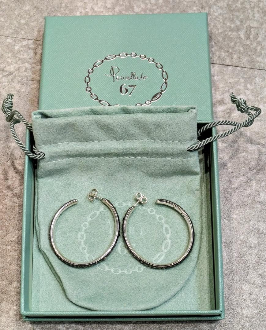 Pomellato 67 Hoop Earrings Marcasite Rhinestone Sterling Silver 925 With Box
