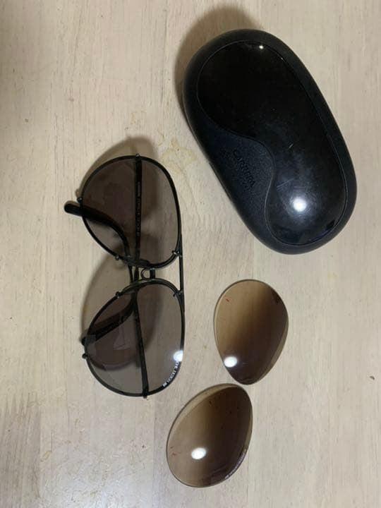 Porsche Design Carrera Vtg Sunglasses Black Metal Teardrop Lens with Case Used