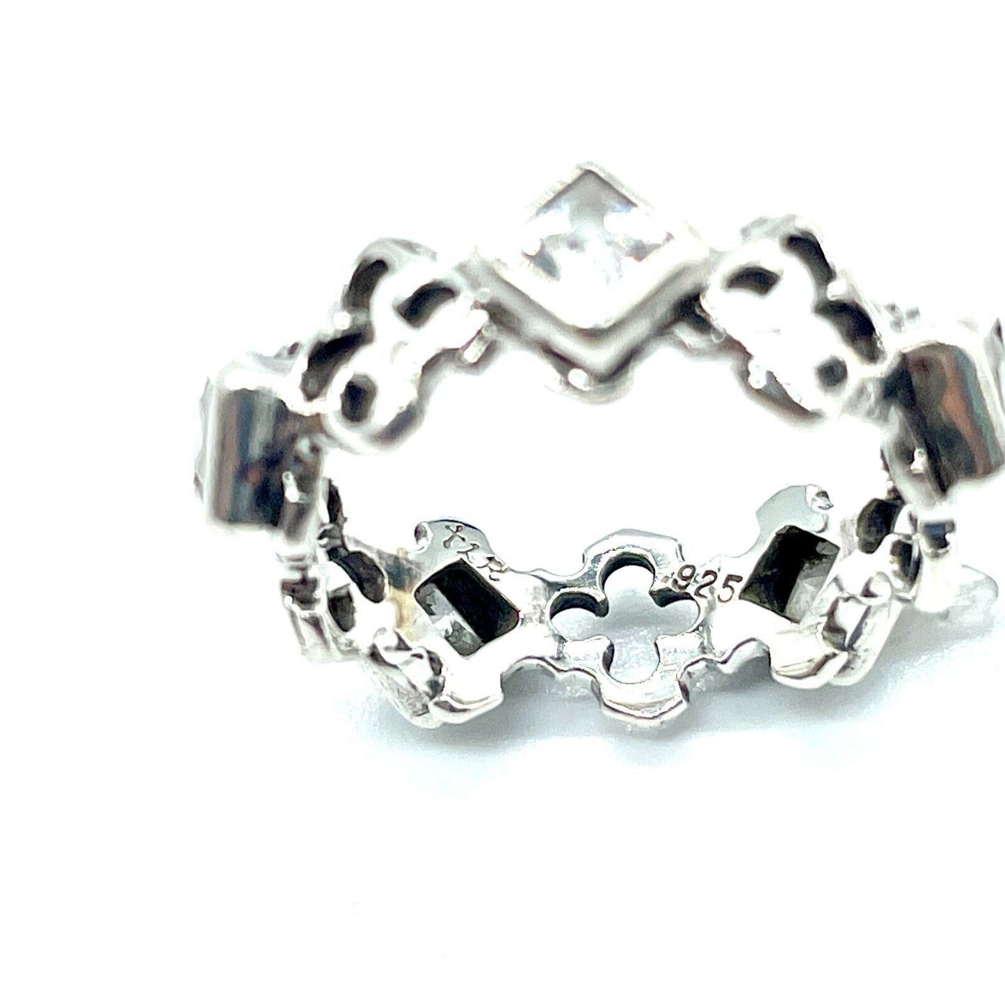 Loree Rodkin Large Dia Shaped Quart Foil Silver Ring Zirconia 925 Size 4 No Box