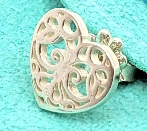 Tiffany & Co Enchant Heart Earring Single Silver 925 Filigree Stud Near Mint