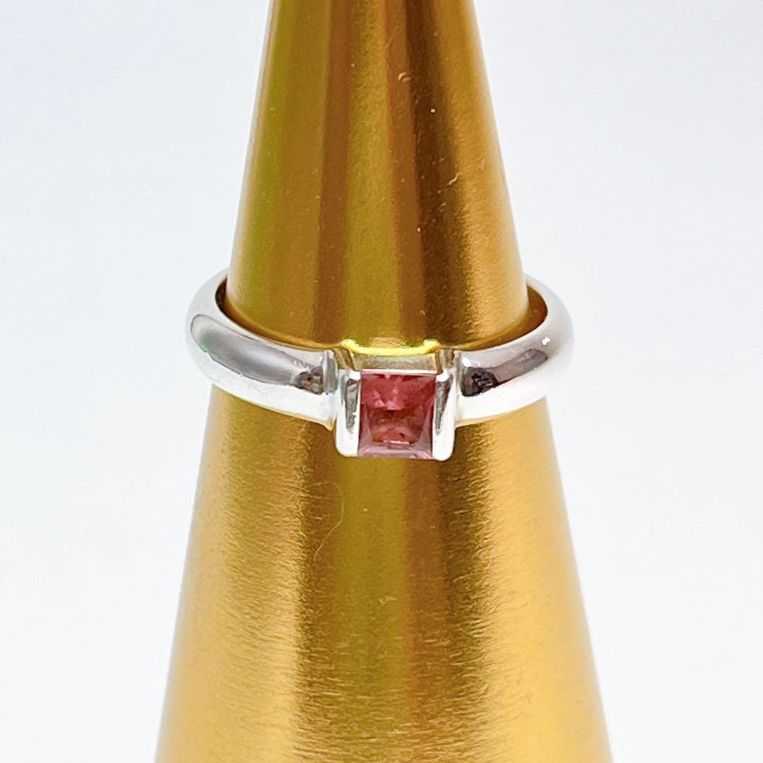 Tiffany & Co Sterling Silver Pink Tourmaline Stacking Ring Size 48 US 4.5 Used